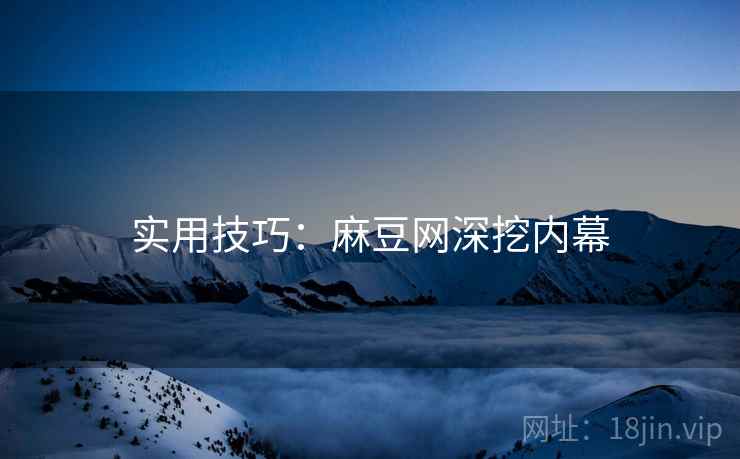 实用技巧：麻豆网深挖内幕